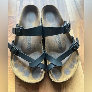 Birkenstock Black Mayari Two-Strap Leather Sandals